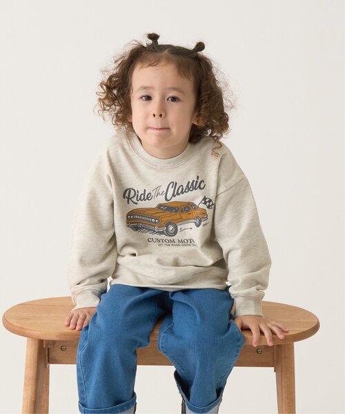 b・ROOM（ビールーム）の「【万能アイテム】選べる7パターンアソートプリントスウェット（スウェット・キッズ・オートミール/ベージュ/マスタード/チャコール/ライトグリーン/ブルーグレー/ブルー・100cm/110cm/120cm/130cm/140cm/150cm）」の5枚目の写真