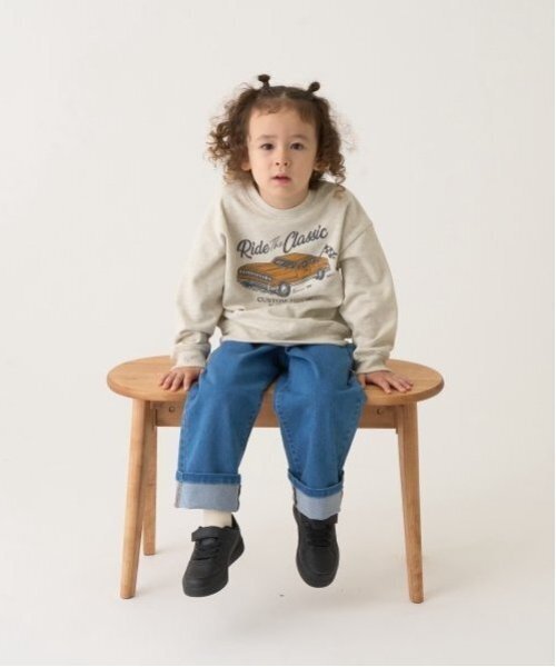 b・ROOM（ビールーム）の「【万能アイテム】選べる7パターンアソートプリントスウェット（スウェット・キッズ・オートミール/ベージュ/マスタード/チャコール/ライトグリーン/ブルーグレー/ブルー・100cm/110cm/120cm/130cm/140cm/150cm）」の15枚目の写真