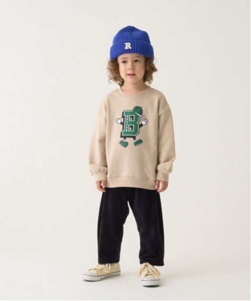 b・ROOM（ビールーム）の「【万能アイテム】選べる7パターンアソートプリントスウェット（スウェット・キッズ・オートミール/ベージュ/マスタード/チャコール/ライトグリーン/ブルーグレー/ブルー・100cm/110cm/120cm/130cm/140cm/150cm）」の16枚目の写真