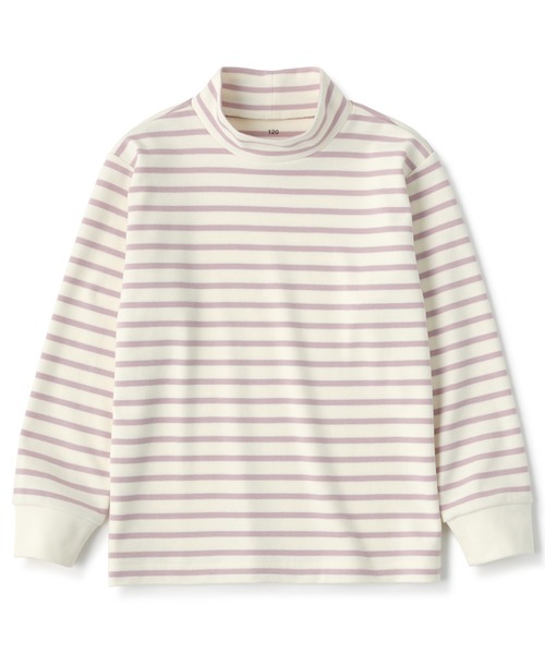 無印良品(ムジルシリョウヒン)の「キッズ 起毛スムース編みハイネック長袖Tシャツ(Tシャツ/カットソー・キッズ・ブラック系/ラベンダー/ピンク系/ネイビー系/ブラック/オフホワイト・140/130/120/110/150)」の6枚目の写真