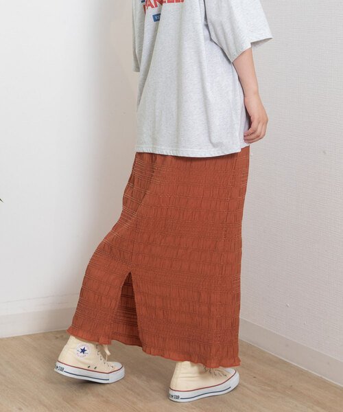 POU DOU DOU（プードゥドゥ）の「モールステッチシャーリングスカート（スカート・レディース・ブルー/ブラック/オレンジ・M）」の4枚目の写真