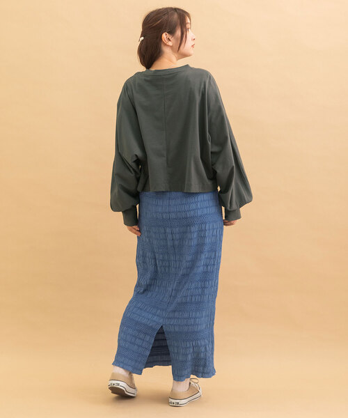 POU DOU DOU（プードゥドゥ）の「モールステッチシャーリングスカート（スカート・レディース・ブルー/ブラック/オレンジ・M）」の14枚目の写真