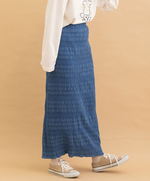 POU DOU DOU（プードゥドゥ）の「モールステッチシャーリングスカート（スカート・レディース・ブルー/ブラック/オレンジ・M）」の15枚目の写真