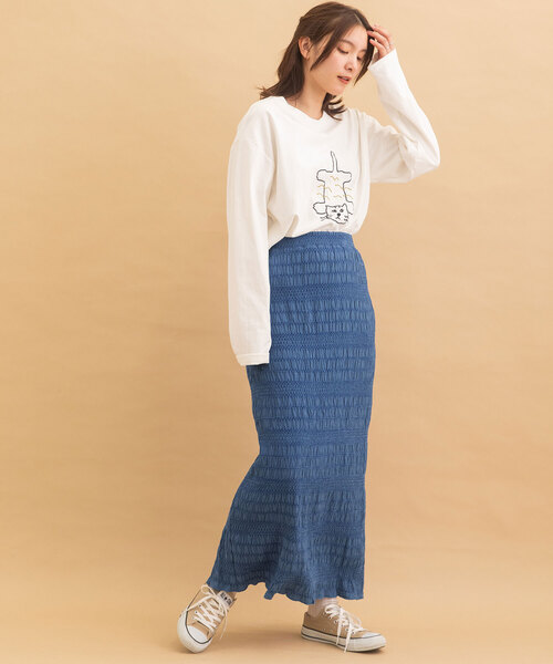 POU DOU DOU（プードゥドゥ）の「モールステッチシャーリングスカート（スカート・レディース・ブルー/ブラック/オレンジ・M）」の18枚目の写真