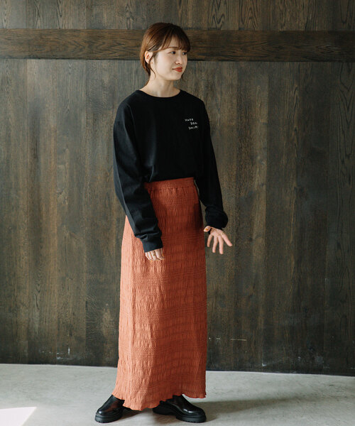 POU DOU DOU（プードゥドゥ）の「モールステッチシャーリングスカート（スカート・レディース・ブルー/ブラック/オレンジ・M）」の21枚目の写真