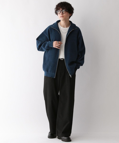 RAGEBLUE（レイジブルー）の「Zip up high gauge chenille drivers knit/ハイゲージモールジップアップドライバーズニット　カーディガン（ニット/セーター・メンズ・ブラック/ブルー・MEDIUM/LARGE）」の8枚目の写真