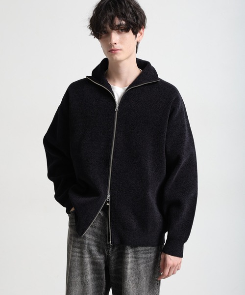 クルチアーニ　ドライバーズニット　フルジップニット　ダークグレー　サイズL クルチアーニ ドライバーズニット フルジップニット