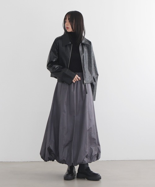 セール】フェイクレザーWZIPショートジャケット（ブルゾン）｜LIAN