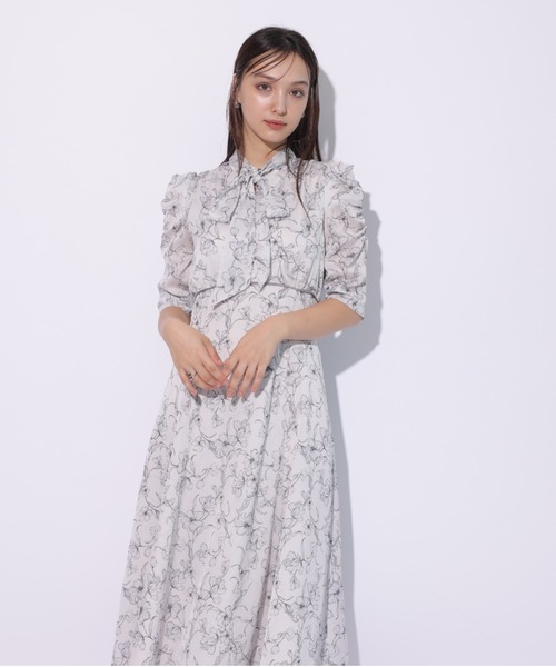 Rirandture ラインフラワーボウタイワンピース　M Rirandture（リランドチュール）の「ラインフラワーボウタイワ