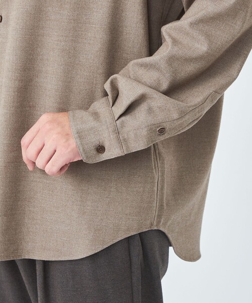 green label relaxing（グリーンレーベルリラクシング）の「TRフラノ ジャストルーズ レギュラーカラー シャツ -ストレッチ・防シワ-（シャツ/ブラウス・メンズ・ダークグリーン/ライトグレー/モカ・S/M/L/XL）」の11枚目の写真