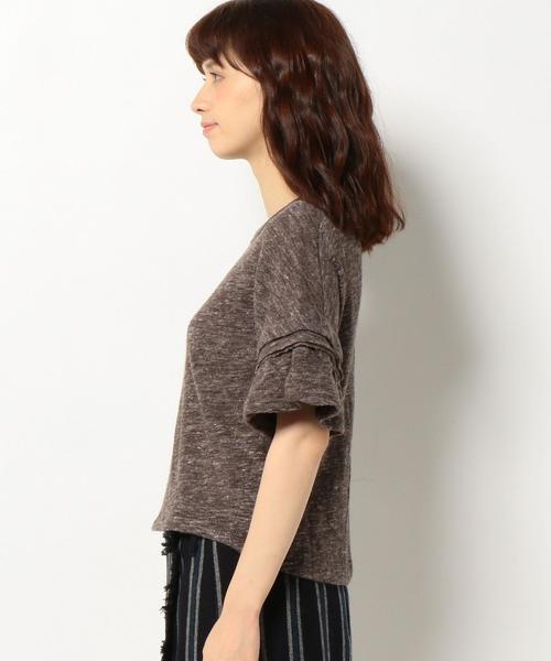 Another Edition（アナザーエディション）の「袖フリルTシャツ/AEBC　W/LｿﾃﾞﾌﾘﾙTee◆（Tシャツ/カットソー・レディース・オフホワイト/ブラウン・フリー）」の5枚目の写真