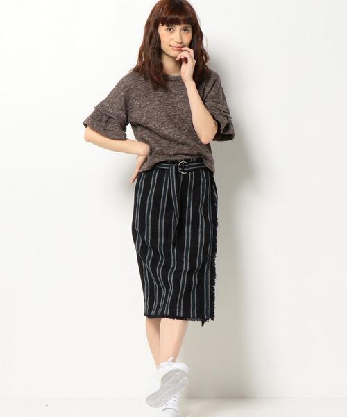 Another Edition（アナザーエディション）の「袖フリルTシャツ/AEBC　W/LｿﾃﾞﾌﾘﾙTee◆（Tシャツ/カットソー・レディース・オフホワイト/ブラウン・フリー）」の10枚目の写真