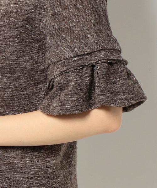 Another Edition（アナザーエディション）の「袖フリルTシャツ/AEBC　W/LｿﾃﾞﾌﾘﾙTee◆（Tシャツ/カットソー・レディース・オフホワイト/ブラウン・フリー）」の7枚目の写真