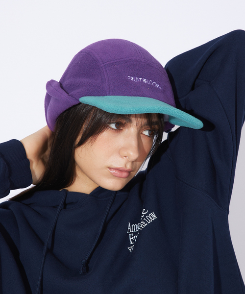 FRUIT OF THE LOOM（フルーツオブザルーム）の「【FRUIT OF THE LOOM/フルーツオブザルーム】FLEECE 耳当て付き CAP/フリースイヤーフラップ付き（キャップ・メンズ・パープル/インディゴブルー/ブラック/グレー・フリー）」の4枚目の写真