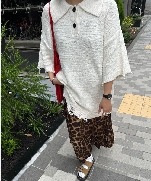 archives(アルシーヴ)の「【Ltd.】OVER KNIT ONE-PIECE(ワンピース・レディース・ブラック/オフホワイト・FREE)」の8枚目の写真