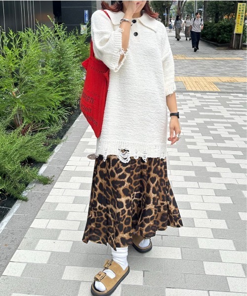 archives(アルシーヴ)の「【Ltd.】OVER KNIT ONE-PIECE(ワンピース・レディース・ブラック/オフホワイト・FREE)」の14枚目の写真