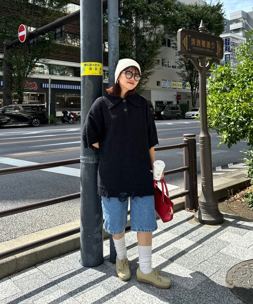 archives(アルシーヴ)の「【Ltd.】OVER KNIT ONE-PIECE(ワンピース・レディース・ブラック/オフホワイト・FREE)」の18枚目の写真