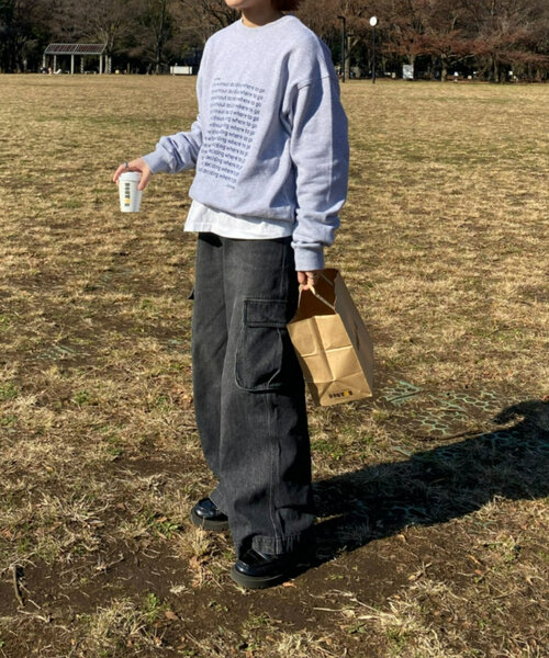 CIAOPANIC TYPY（チャオパニックティピー）の「【WEB限定】【UNISEX】メッセージロゴ裏毛スウェット（スウェット・レディース・グレー系その他/チャコールグレー/グレー/ネイビー/パープル/イエロー/ブラウン/ブラック・LARGE/MEDIUM）」の17枚目の写真