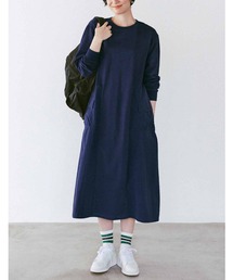 ＩＥＤＩＴ　ＷＯＯＤＳコラボ　ナイロン遣いのスウェットワンピース