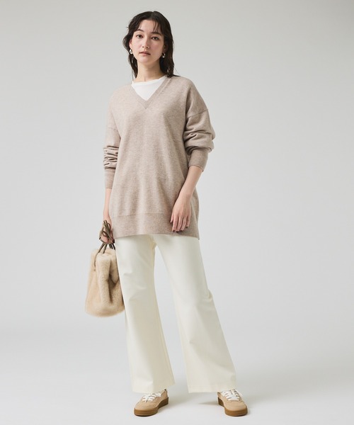 qualite（カリテ）の「2WAYバックピーチセミフレアーパンツ/秋服/冬服/オフィスカジュアル（スラックス・レディース・オフホワイト/カーキ/ブラック・36/38/40）」の6枚目の写真