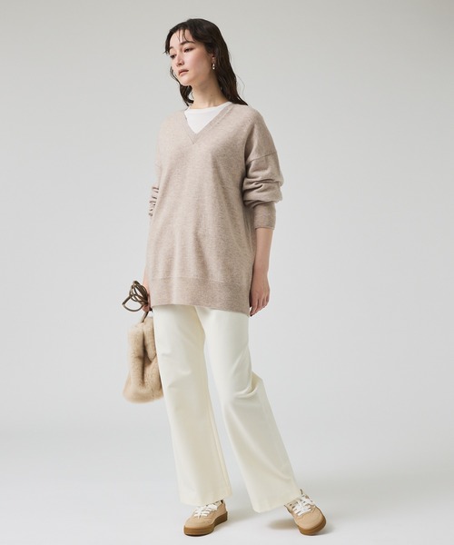 qualite（カリテ）の「2WAYバックピーチセミフレアーパンツ/秋服/冬服/オフィスカジュアル（スラックス・レディース・オフホワイト/カーキ/ブラック・36/38/40）」の7枚目の写真