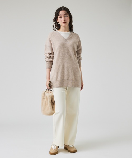 qualite（カリテ）の「2WAYバックピーチセミフレアーパンツ/秋服/冬服/オフィスカジュアル（スラックス・レディース・オフホワイト/カーキ/ブラック・36/38/40）」の8枚目の写真