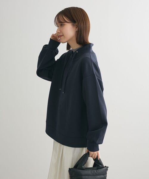 Green　Parks（グリーンパークス）の「ダンボール抜け襟プルオーバー（パーカー・レディース・ダークネイビー/杢グレー/ホワイト系その他2/グレイッシュベージュ・FREE）」の10枚目の写真