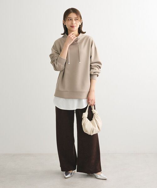 Green　Parks（グリーンパークス）の「ダンボール抜け襟プルオーバー（パーカー・レディース・ダークネイビー/杢グレー/ホワイト系その他2/グレイッシュベージュ・FREE）」の14枚目の写真