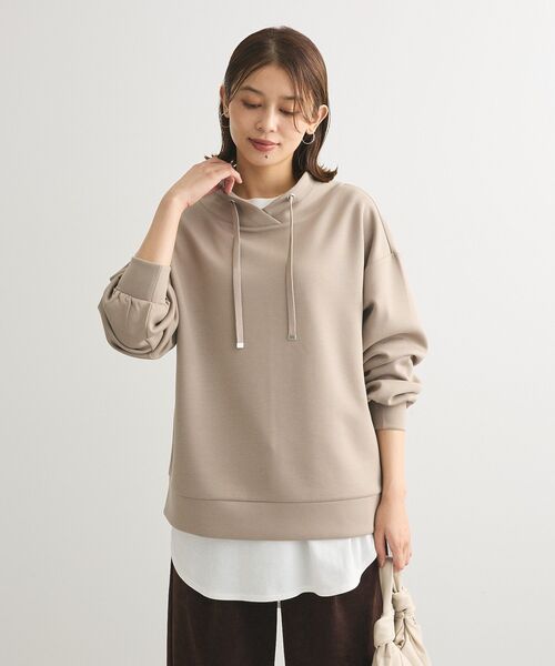 Green　Parks（グリーンパークス）の「ダンボール抜け襟プルオーバー（パーカー・レディース・ダークネイビー/杢グレー/ホワイト系その他2/グレイッシュベージュ・FREE）」の15枚目の写真