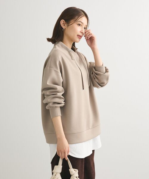 Green　Parks（グリーンパークス）の「ダンボール抜け襟プルオーバー（パーカー・レディース・ダークネイビー/杢グレー/ホワイト系その他2/グレイッシュベージュ・FREE）」の16枚目の写真