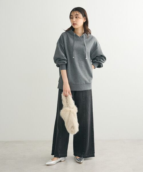 Green　Parks（グリーンパークス）の「ダンボール抜け襟プルオーバー（パーカー・レディース・ダークネイビー/杢グレー/ホワイト系その他2/グレイッシュベージュ・FREE）」の17枚目の写真