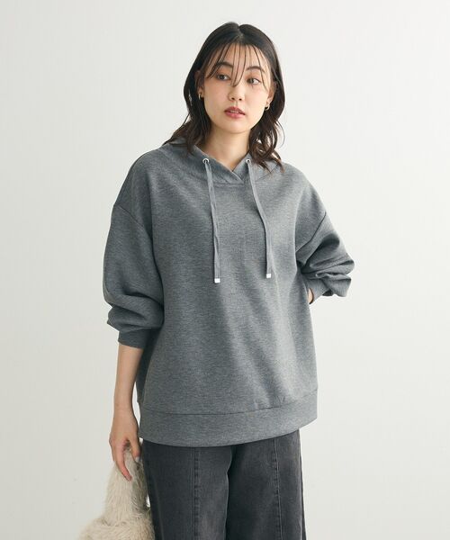Green　Parks（グリーンパークス）の「ダンボール抜け襟プルオーバー（パーカー・レディース・ダークネイビー/杢グレー/ホワイト系その他2/グレイッシュベージュ・FREE）」の19枚目の写真