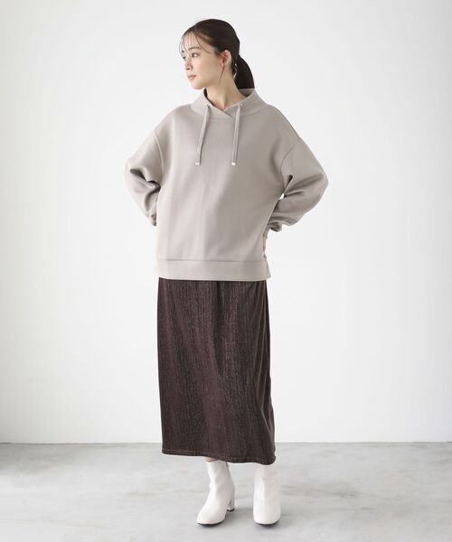 Green　Parks（グリーンパークス）の「ダンボール抜け襟プルオーバー（パーカー・レディース・ダークネイビー/杢グレー/ホワイト系その他2/グレイッシュベージュ・FREE）」の20枚目の写真