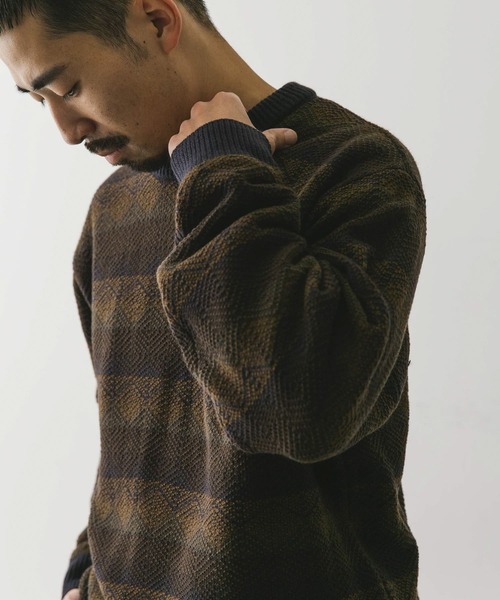 URBAN RESEARCH DOORS（アーバンリサーチドアーズ）の「ボーダージャガードニット（ニット/セーター・メンズ・ブルー系その他/グレー系その他・LARGE/MEDIUM）」の3枚目の写真