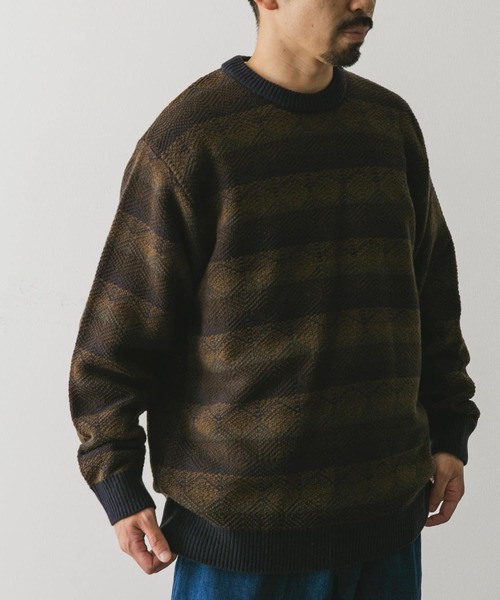 URBAN RESEARCH DOORS（アーバンリサーチドアーズ）の「ボーダージャガードニット（ニット/セーター・メンズ・ブルー系その他/グレー系その他・LARGE/MEDIUM）」の4枚目の写真