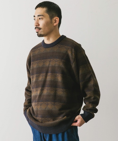 URBAN RESEARCH DOORS（アーバンリサーチドアーズ）の「ボーダージャガードニット（ニット/セーター・メンズ・ブルー系その他/グレー系その他・LARGE/MEDIUM）」の6枚目の写真