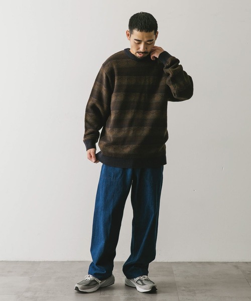 URBAN RESEARCH DOORS（アーバンリサーチドアーズ）の「ボーダージャガードニット（ニット/セーター・メンズ・ブルー系その他/グレー系その他・LARGE/MEDIUM）」の10枚目の写真