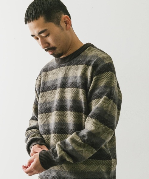 URBAN RESEARCH DOORS（アーバンリサーチドアーズ）の「ボーダージャガードニット（ニット/セーター・メンズ・ブルー系その他/グレー系その他・LARGE/MEDIUM）」の11枚目の写真