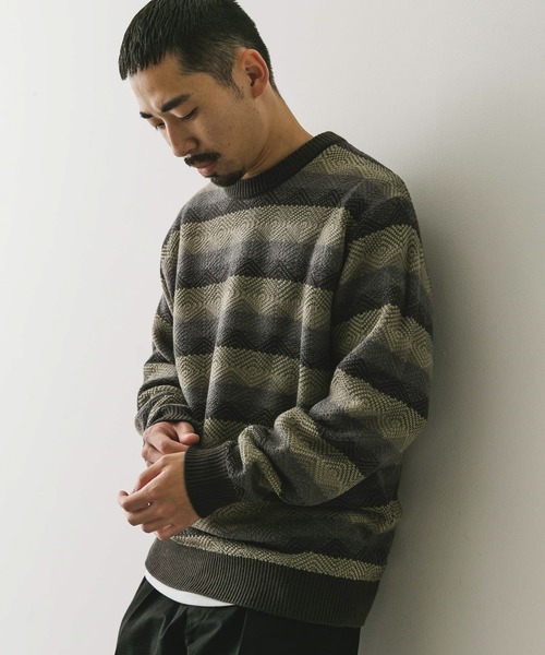 URBAN RESEARCH DOORS（アーバンリサーチドアーズ）の「ボーダージャガードニット（ニット/セーター・メンズ・ブルー系その他/グレー系その他・LARGE/MEDIUM）」の12枚目の写真