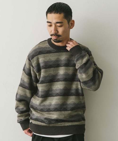 URBAN RESEARCH DOORS（アーバンリサーチドアーズ）の「ボーダージャガードニット（ニット/セーター・メンズ・ブルー系その他/グレー系その他・LARGE/MEDIUM）」の14枚目の写真