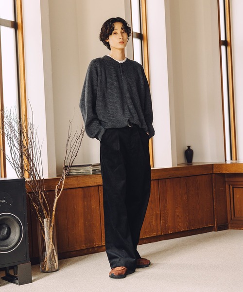Bleme(ブレム)の「クラシック ヘビーコーデュロイ ワイドスラックス パンツ【セットアップ対応】(スラックス・メンズ・ブラック/カーキ/ブラウン/カーキ系/ブラウン系/ブラック系・S/M/L/XL)」の13枚目の写真
