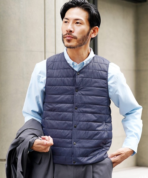 jiggys shop（ジギーズショップ）の「ナイロンタフタインナー中綿ベスト（ダウンベスト・メンズ・チャコールグレー/ブラック/ネイビー・MEDIUM/LARGE/X-LARGE）」の3枚目の写真