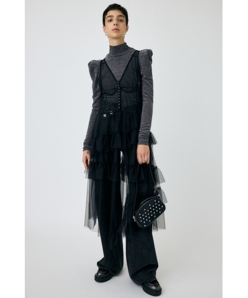 MOUSSY(マウジー)の「CORSET DETAIL SHEER ドレス(ワンピース・レディース・ブラック/グレー・FREE)」の2枚目の写真
