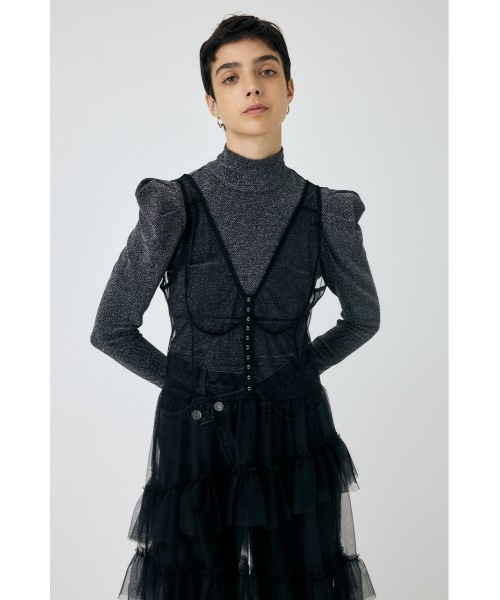 MOUSSY(マウジー)の「CORSET DETAIL SHEER ドレス(ワンピース・レディース・ブラック/グレー・FREE)」の7枚目の写真