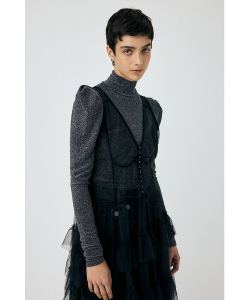 MOUSSY(マウジー)の「CORSET DETAIL SHEER ドレス(ワンピース・レディース・ブラック/グレー・FREE)」の8枚目の写真