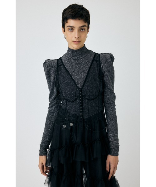 MOUSSY(マウジー)の「CORSET DETAIL SHEER ドレス(ワンピース・レディース・ブラック/グレー・FREE)」の9枚目の写真