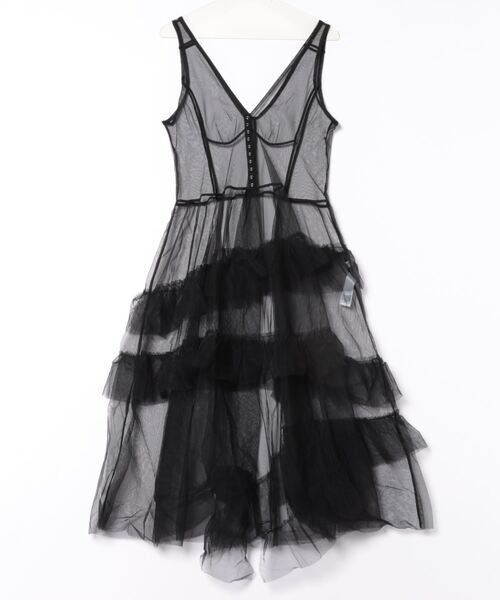 MOUSSY(マウジー)の「CORSET DETAIL SHEER ドレス(ワンピース・レディース・ブラック/グレー・FREE)」の4枚目の写真