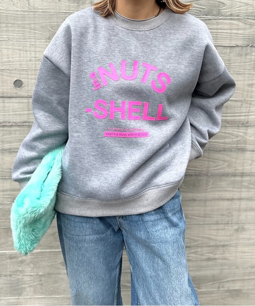 【セール】【2024AW新作！】シリコンラバー NUTSロゴプリント裏起毛ロゴスウェットプルオーバー（スウェット）｜mi via loca（ミヴィアロカ）