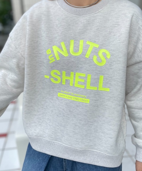 トレーナー スウェット シリコンラバー NUTSロゴプリント裏起毛ロゴスウェットプルオーバー レディース メンズ mi via loca トレーナー スウェット シリコンラバー NUTSロゴ