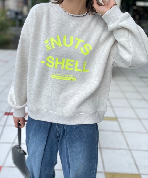 トレーナー スウェット シリコンラバー NUTSロゴプリント裏起毛ロゴスウェットプルオーバー レディース メンズ mi via loca トレーナー スウェット シリコンラバー NUTSロゴ
